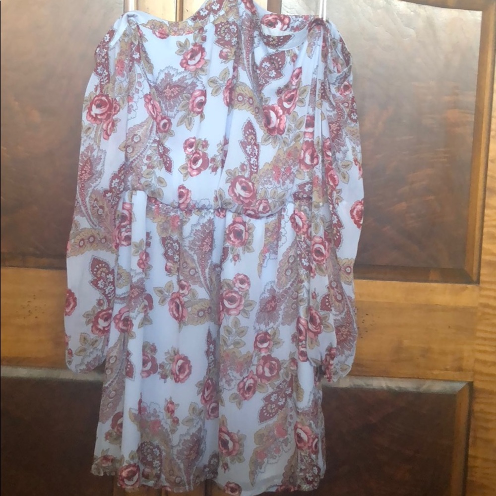 Off the shoulder floral blue dress! Only worn ONCE